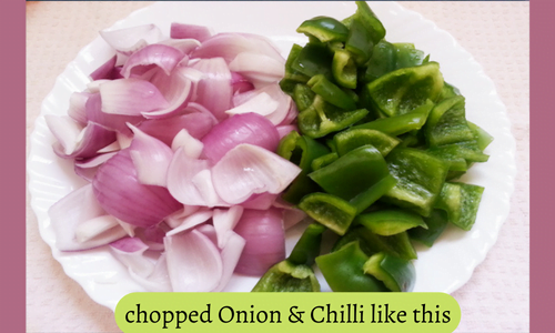 chopped onion and chilli for chilli paneer
